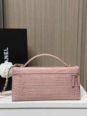 Uubags Chanel Vanity bag with shoulder strap in embossed calfskin with crocodile pattern & gold-plated alloy pink 12x25x5cm - 4