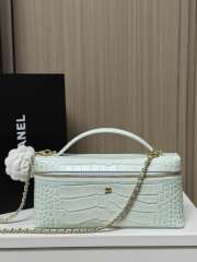 Uubags Chanel Vanity bag with shoulder strap in embossed calfskin with crocodile pattern & gold-plated alloy mint green 12x25x5cm - 1