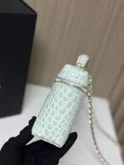 Uubags Chanel Vanity bag with shoulder strap in embossed calfskin with crocodile pattern & gold-plated alloy mint green 12x25x5cm - 5