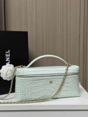 Uubags Chanel Vanity bag with shoulder strap in embossed calfskin with crocodile pattern & gold-plated alloy mint green 12x25x5cm - 4