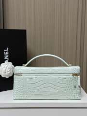 Uubags Chanel Vanity bag with shoulder strap in embossed calfskin with crocodile pattern & gold-plated alloy mint green 12x25x5cm - 2