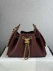 Uubags Chanel 25 mini handbag calfskin with grain effect & gold metallic in burgundy 20x22x12.5cm - 1