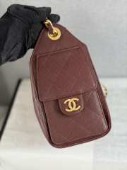 Uubags Chanel 25 mini handbag calfskin with grain effect & gold metallic in burgundy 20x22x12.5cm - 6