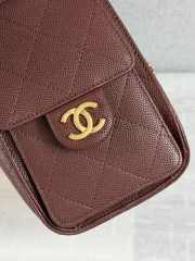 Uubags Chanel 25 mini handbag calfskin with grain effect & gold metallic in burgundy 20x22x12.5cm - 5