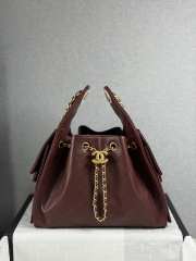 Uubags Chanel 25 small handbag calfskin with grain effect & gold metallic in burgundy 30x26x14cm - 1