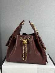 Uubags Chanel 25 small handbag calfskin with grain effect & gold metallic in burgundy 30x26x14cm - 3