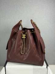 Uubags Chanel 25 large handbag calfskin with grain effect & gold metallic in burgundy 40x30x15cm - 2