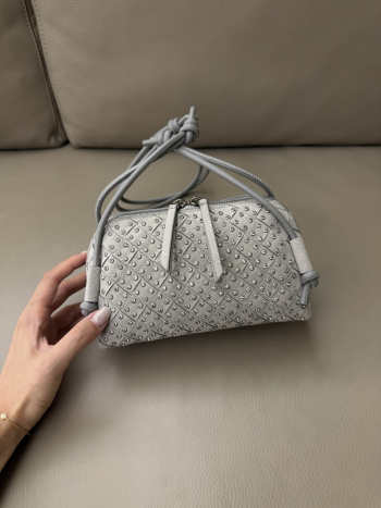 Uubags Bottega Veneta Grey Suede Concert Pouch with Rhinestones 18.5x8.5x11.5cm