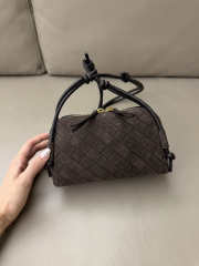 Uubags Bottega Veneta Concert intrecciato suede leather pouch espresso 18.5x8.5x11.5cm - 1