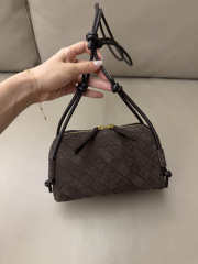 Uubags Bottega Veneta Concert intrecciato suede leather pouch espresso 18.5x8.5x11.5cm - 5