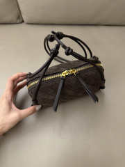 Uubags Bottega Veneta Concert intrecciato suede leather pouch espresso 18.5x8.5x11.5cm - 2