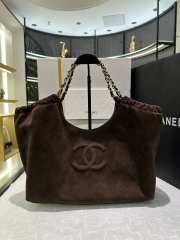 Uubags Chanel Shopping Bag In Dark Brown Suede Calfskin & Gold Metal 22x38x15cm - 1