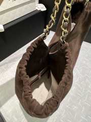 Uubags Chanel Shopping Bag In Dark Brown Suede Calfskin & Gold Metal 22x38x15cm - 6