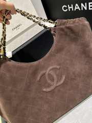 Uubags Chanel Shopping Bag In Dark Brown Suede Calfskin & Gold Metal 22x38x15cm - 5