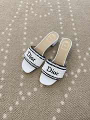 Uubags Dioriviera Dior Woven Heeled Slide White Crocheted Raffia-Effect Technical Fabric 4.5cm - 1