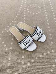 Uubags Dioriviera Dior Woven Heeled Slide White Crocheted Raffia-Effect Technical Fabric 4.5cm - 6