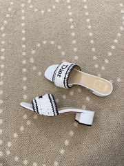 Uubags Dioriviera Dior Woven Heeled Slide White Crocheted Raffia-Effect Technical Fabric 4.5cm - 5