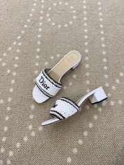 Uubags Dioriviera Dior Woven Heeled Slide White Crocheted Raffia-Effect Technical Fabric 4.5cm - 4