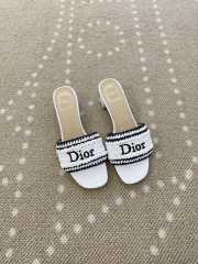 Uubags Dioriviera Dior Woven Heeled Slide White Crocheted Raffia-Effect Technical Fabric 4.5cm - 3