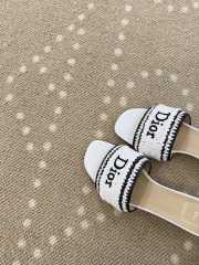 Uubags Dioriviera Dior Woven Heeled Slide White Crocheted Raffia-Effect Technical Fabric 4.5cm - 2