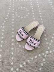 Uubags Dioriviera Dior Woven Heeled Slide Pink Crocheted Raffia-Effect Technical Fabric 4.5cm - 1