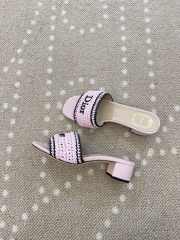 Uubags Dioriviera Dior Woven Heeled Slide Pink Crocheted Raffia-Effect Technical Fabric 4.5cm - 6