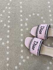 Uubags Dioriviera Dior Woven Heeled Slide Pink Crocheted Raffia-Effect Technical Fabric 4.5cm - 5