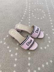 Uubags Dioriviera Dior Woven Heeled Slide Pink Crocheted Raffia-Effect Technical Fabric 4.5cm - 4