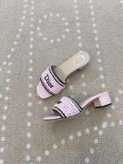 Uubags Dioriviera Dior Woven Heeled Slide Pink Crocheted Raffia-Effect Technical Fabric 4.5cm - 3