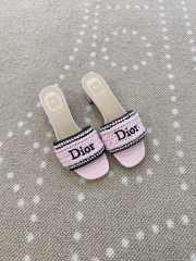 Uubags Dioriviera Dior Woven Heeled Slide Pink Crocheted Raffia-Effect Technical Fabric 4.5cm - 2