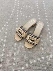 Uubags Dioriviera Dior Woven Heeled Slide Beige Crocheted Raffia-Effect Technical Fabric 4.5cm - 1