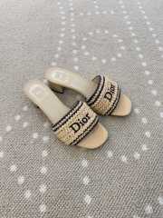 Uubags Dioriviera Dior Woven Heeled Slide Beige Crocheted Raffia-Effect Technical Fabric 4.5cm - 2