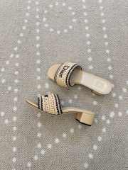 Uubags Dioriviera Dior Woven Heeled Slide Beige Crocheted Raffia-Effect Technical Fabric 4.5cm - 6