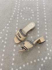 Uubags Dioriviera Dior Woven Heeled Slide Beige Crocheted Raffia-Effect Technical Fabric 4.5cm - 5