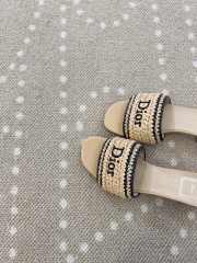 Uubags Dioriviera Dior Woven Heeled Slide Beige Crocheted Raffia-Effect Technical Fabric 4.5cm - 3
