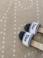 Uubags Dioriviera Dior Woven Heeled Slide White/Black Crocheted Raffia-Effect Technical Fabric 4.5cm - 6