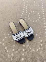 Uubags Dioriviera Dior Woven Heeled Slide White/Black Crocheted Raffia-Effect Technical Fabric 4.5cm - 5