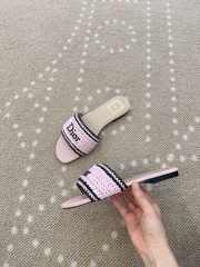 Uubags Dioriviera Dior Woven Slide Pink Crocheted Raffia-Effect Technical Fabric - 3