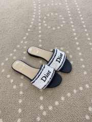 Uubags Dioriviera Dior Woven Slide White/Black Crocheted Raffia-Effect Technical Fabric - 6