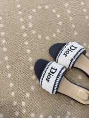 Uubags Dioriviera Dior Woven Slide White/Black Crocheted Raffia-Effect Technical Fabric - 5