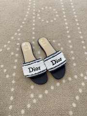 Uubags Dioriviera Dior Woven Slide White/Black Crocheted Raffia-Effect Technical Fabric - 4