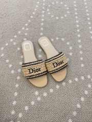 Uubags Dioriviera Dior Woven Slide Beige Crocheted Raffia-Effect Technical Fabric - 6
