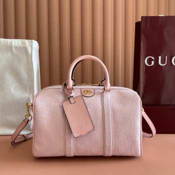 Uubags Gucci Ophidia Medium Boston Bag In Pink GG Canvas 30x16x20cm