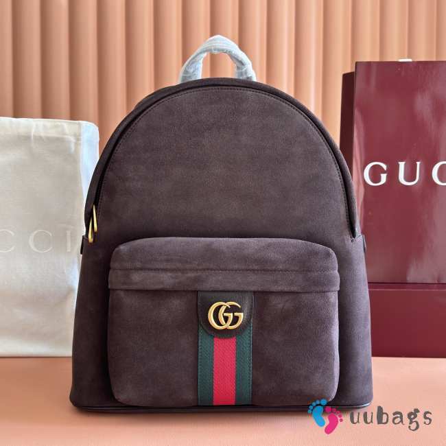 Uubags Gucci Ophidia Medium Backpack in Dark Brown Suede 36.5x41x18cm - 1