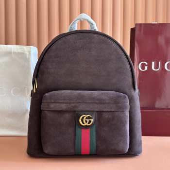Uubags Gucci Ophidia Medium Backpack in Dark Brown Suede 36.5x41x18cm