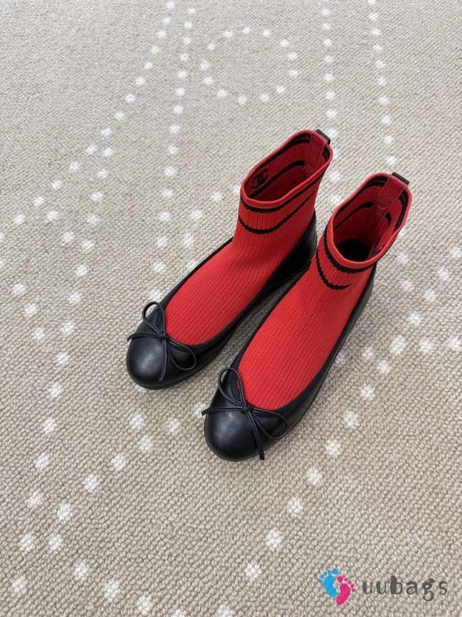 Uubags Chanel Sneakers Lamb & Mesh In Black & Red 1cm - 1