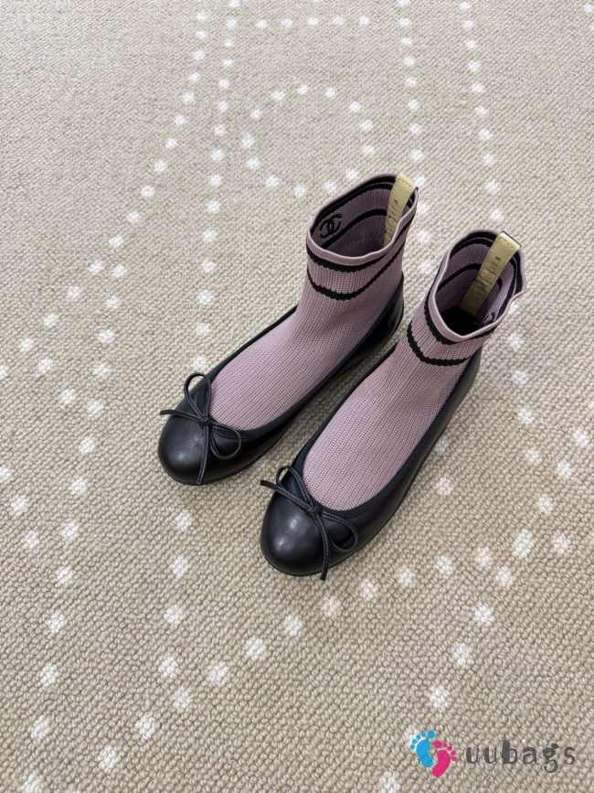 Uubags Chanel Sneakers Lamb & Mesh In Black & Pink 1cm - 1