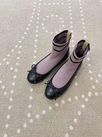 Uubags Chanel Sneakers Lamb & Mesh In Black & Pink 1cm