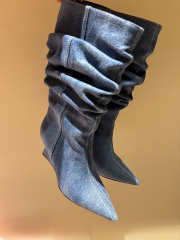 Uubags Balmain Wedge Ankle Boots in Denim Blue 7cm - 1