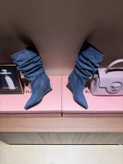 Uubags Balmain Wedge Ankle Boots in Denim Blue 7cm - 6